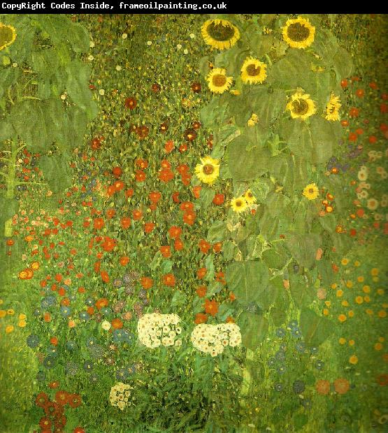 Gustav Klimt tradgard med solrosor